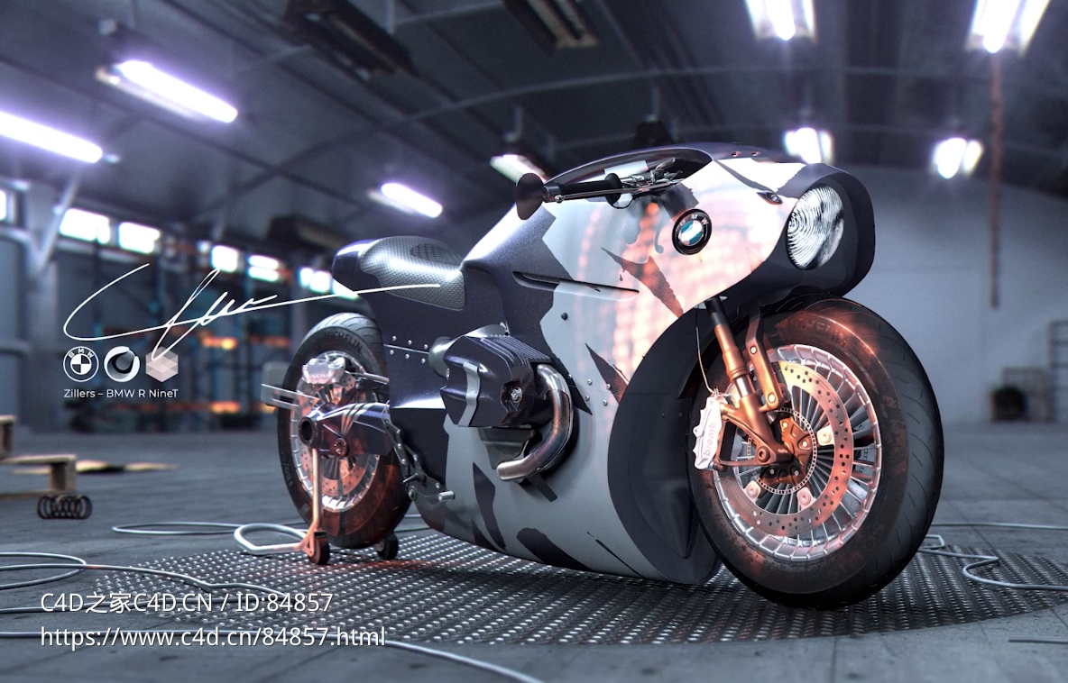 宝马摩托车c4d建模案例视频教程BMW R NineT - C4D之家 - 截屏2024-10-14 下午5.10.49.png