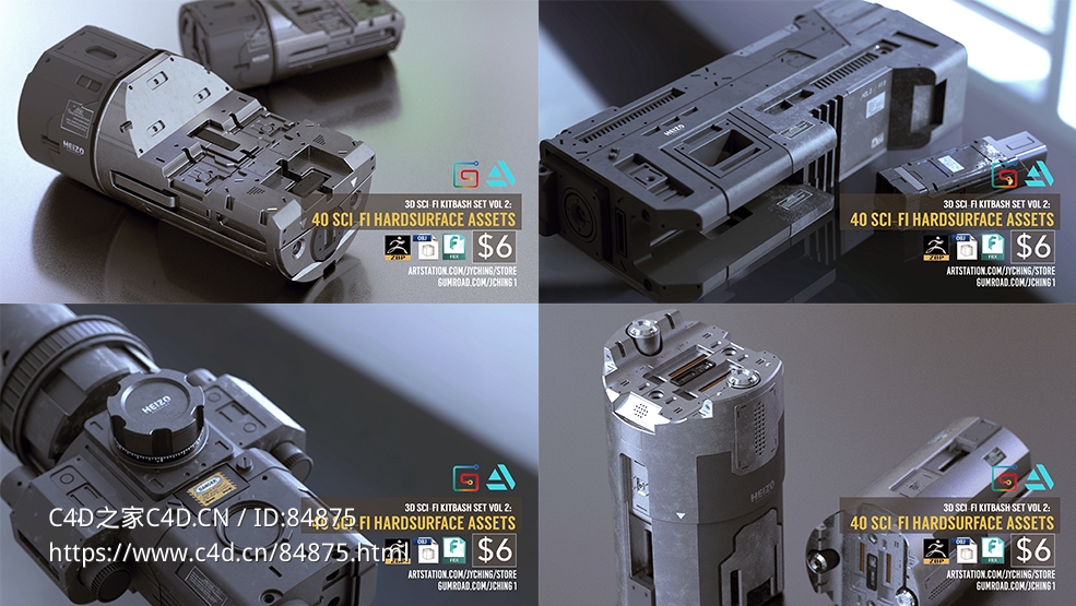 40个科幻机械零件抽象硬面对象c4d模型套件免费下载3D Kitbash Set Vol 2: 40 Sci-Fi Assets - C4D之家 - 未标题-1.jpg