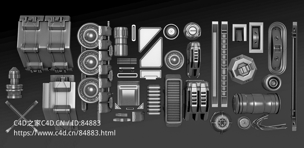 30多个科幻机器开关零部件c4d模型免费下载sci-fi machine free 3d model - C4D之家 - Kit_A.jpg