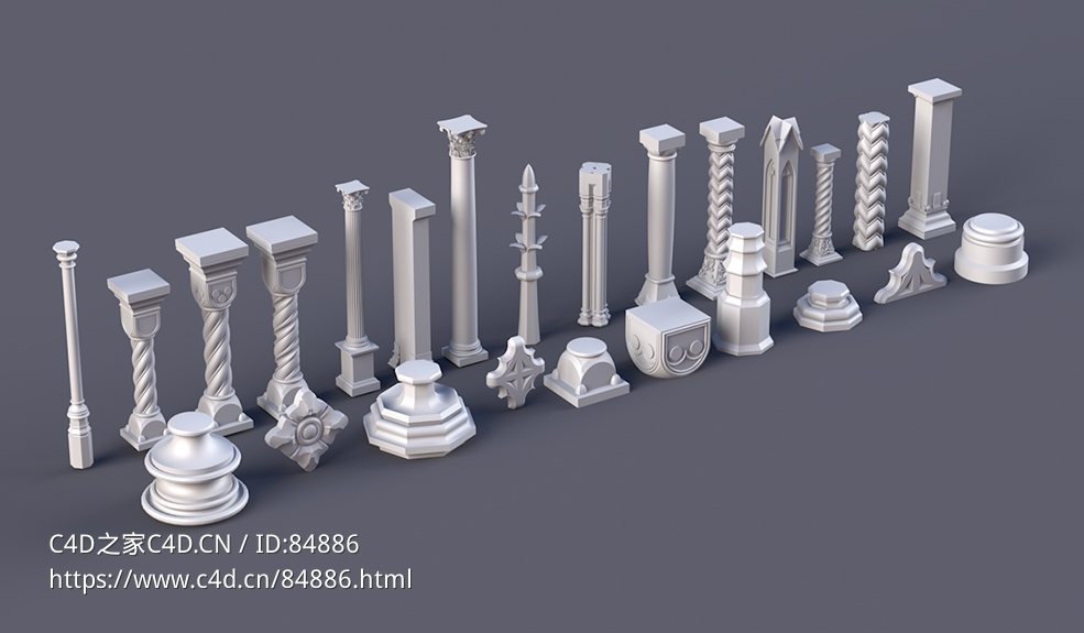 25个石柱柱头建筑c4d模型免费下载collection pillar free 3d model - C4D之家 - pillar-obj.jpg