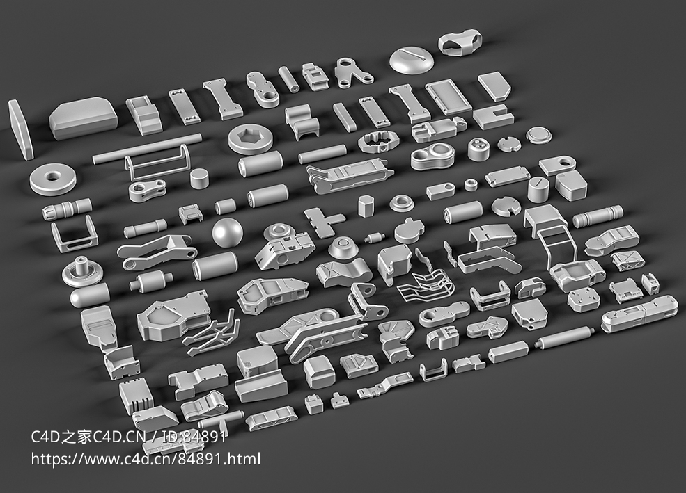 111个硬面机械零件c4d免费模型下载hard surface sci-fi industrial kitbash v2 - C4D之家 - Kitbash-3.jpg