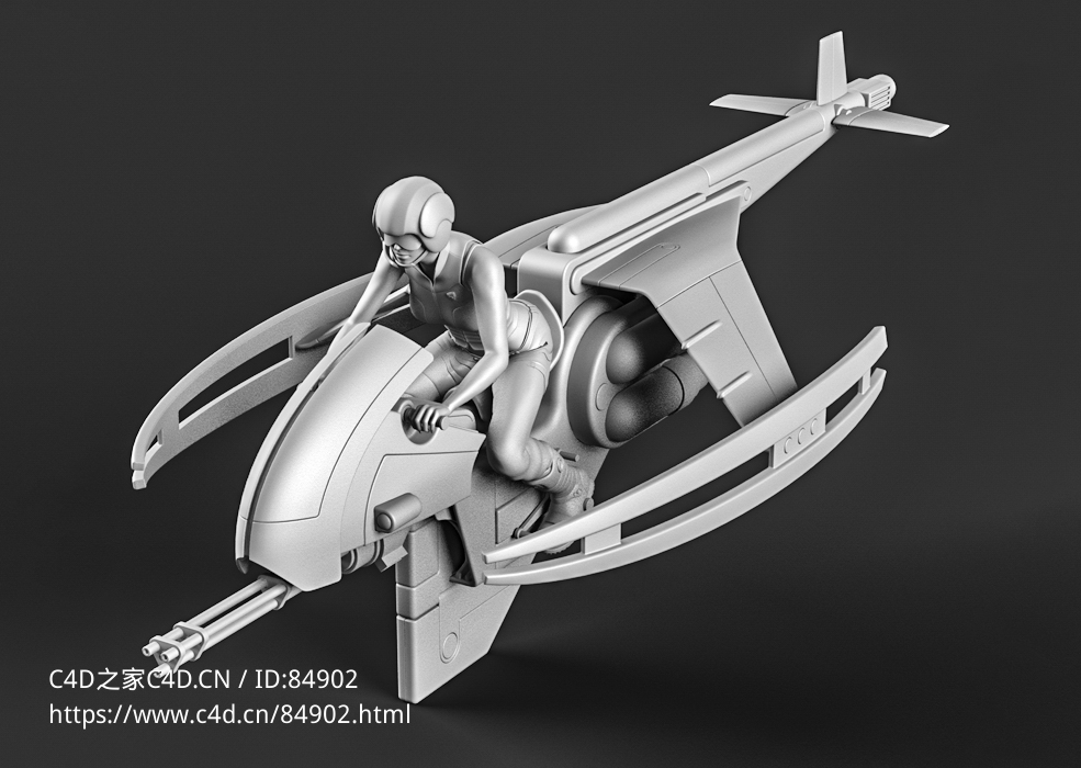 女飞行员驾驶极具未来感的飞行器c4d模型免费下载Banshee Flyer free 3d model - C4D之家 - BansheeFlyer.jpg