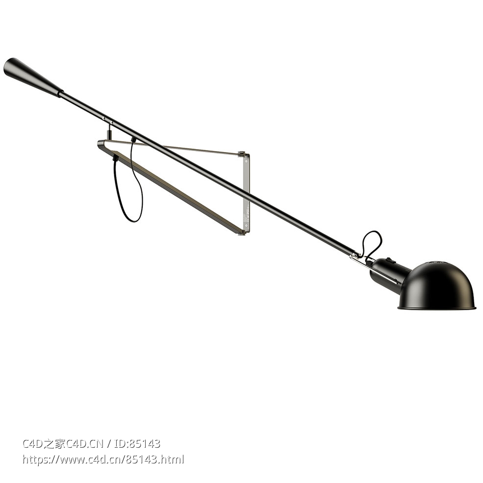 小型黑色壁灯墙面装饰灯（Flos品牌）3D模型素材下载Wall Lamp Small Black by Flos - C4D之家 - 0019.jpg