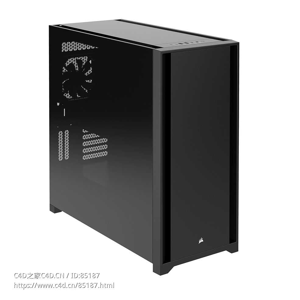玻璃中塔ATX电脑机箱电脑配件（Corsair品牌）3D模型素材下载Glass Mid-Tower ATX PC C - C4D之家 - 0063.jpg
