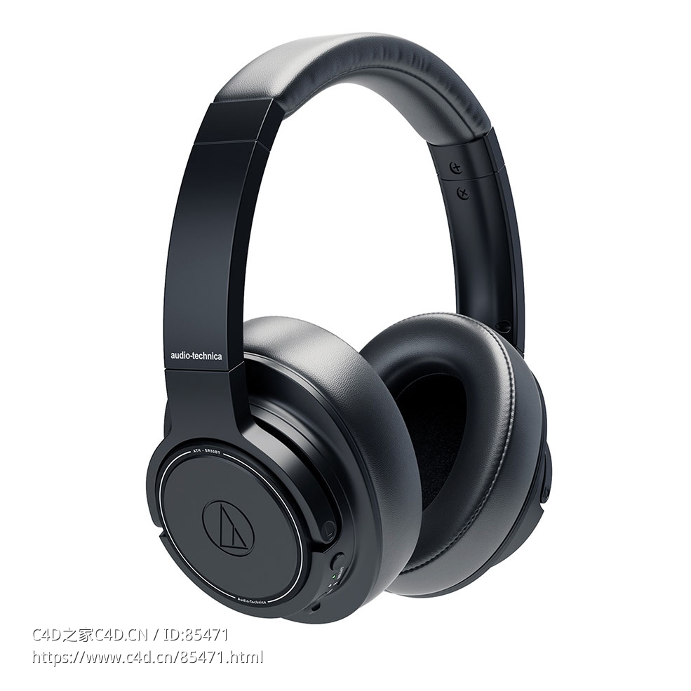 无线蓝牙耳机铁三角品牌耳机3D模型素材下载ATH-SR50BT Wireless Headphones by Audio- - C4D之家 - 0313.jpg