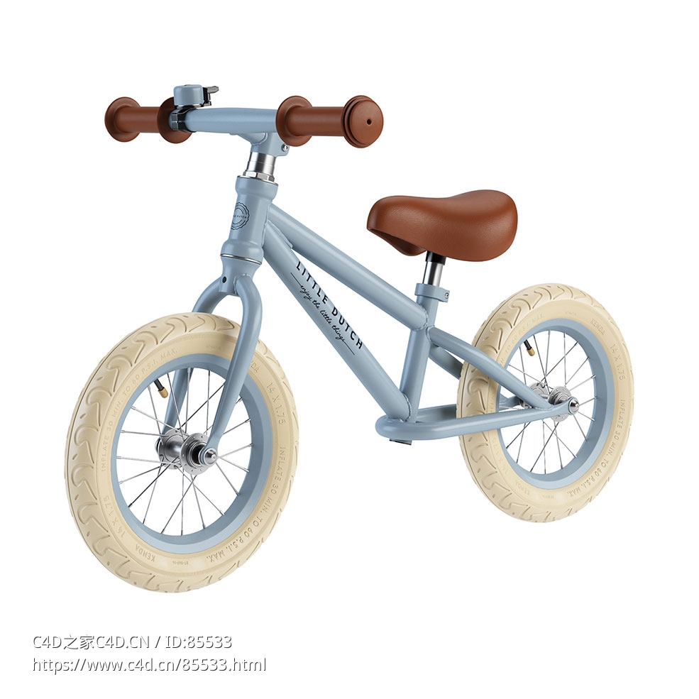 哑光蓝色平衡车Little Dutch品牌童车3D模型素材下载Balance Bike Matt Blue by Little - C4D之家 - 0375.jpg