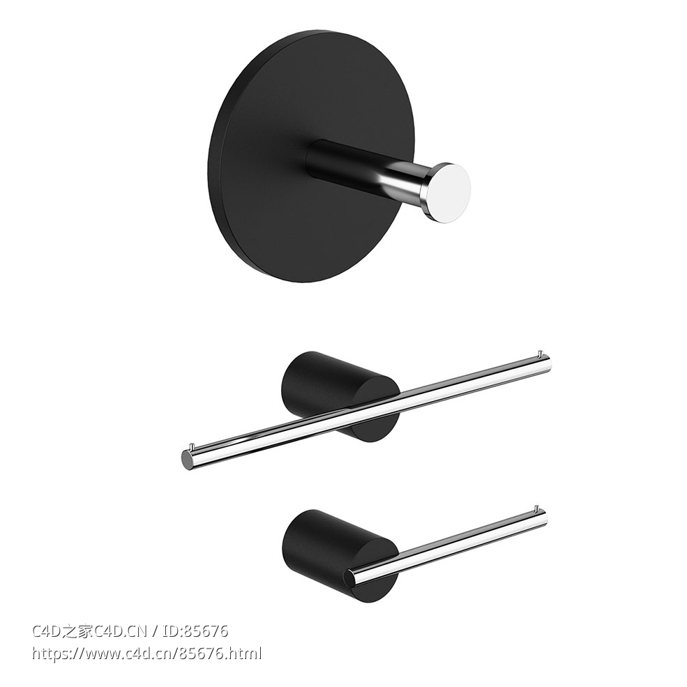 德科沃特黑石系列卷纸器卫生纸收纳架3D模型素材下载Black Stone Toilet Paper Holder - C4D之家 - 0502.jpg