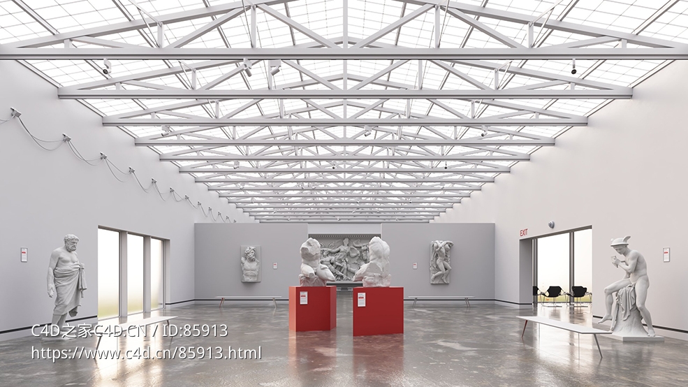 欧洲古典人像雕塑展厅C4D模型 高品质博物馆室内场景 - C4D之家 - AI66_002_Cam_001_C4D.jpg