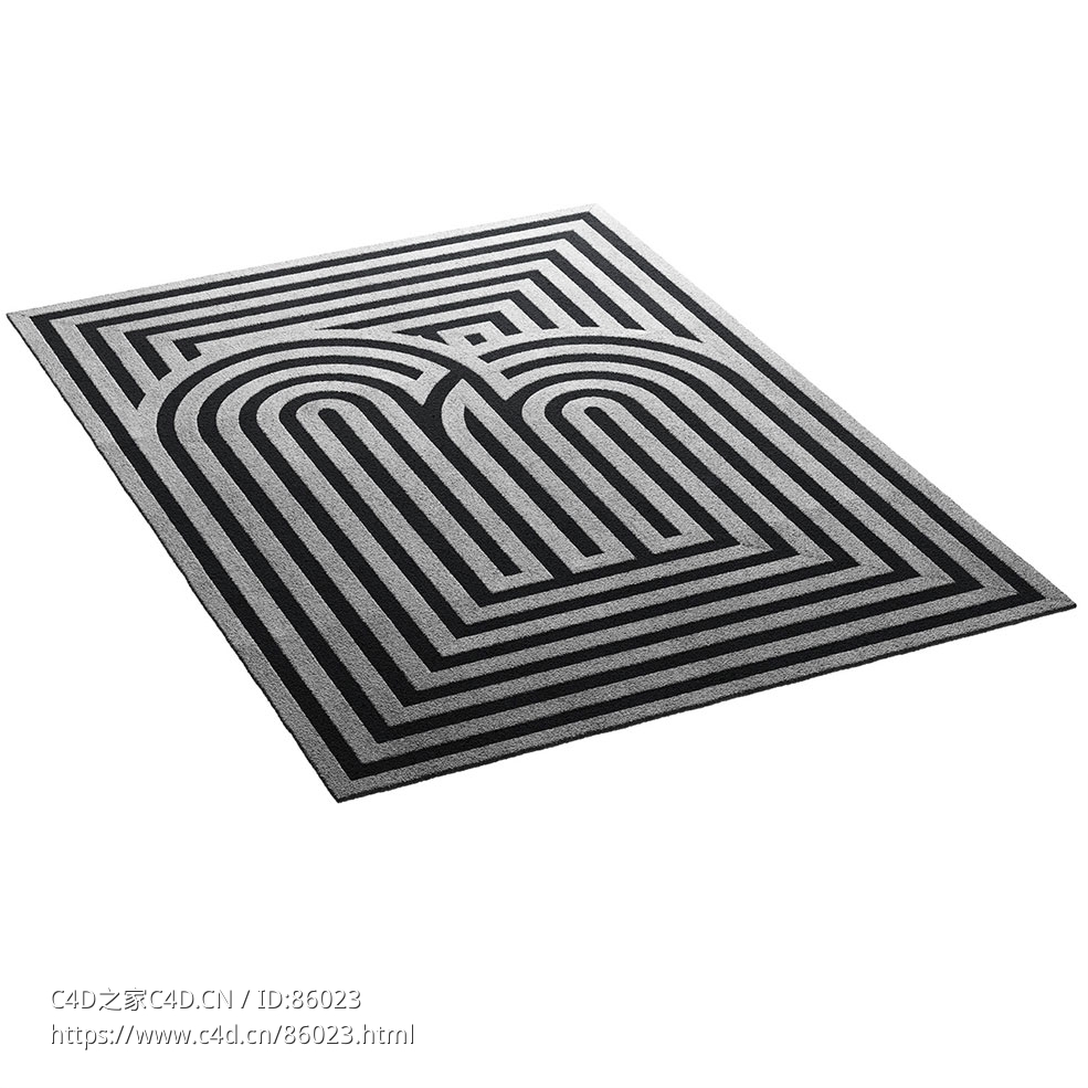 Feyyn经典黑白单色长方形地毯3D模型素材下载Classic Monochrome Rectangular Rug by F - C4D之家 - 0705.jpg