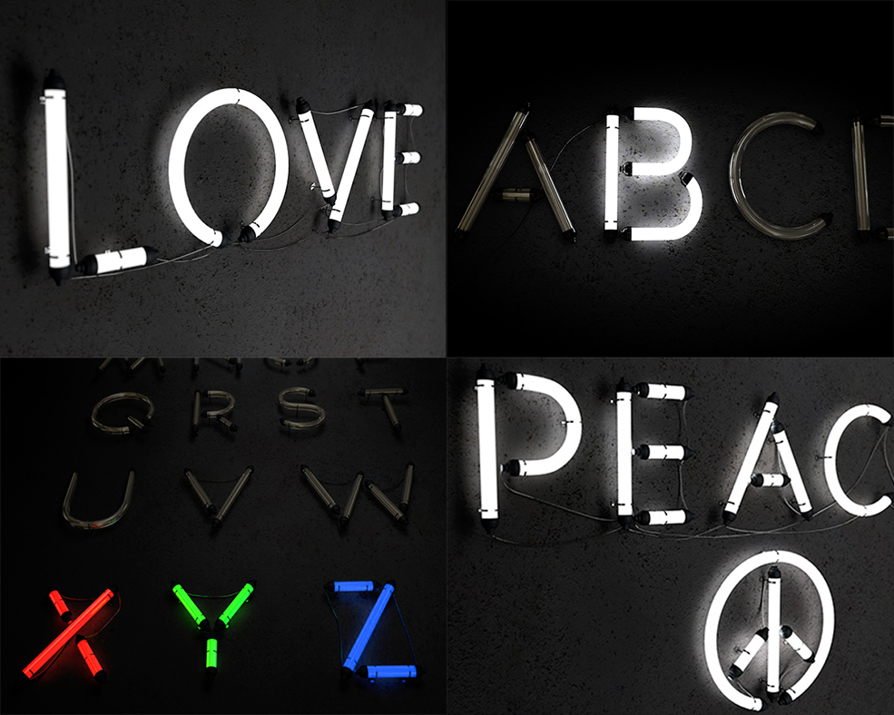 26个英文字母C4D灯管文字 霓虹灯字母工程文件 alphabet neon cinema 4d - C4D之家 - e46e4025196367.56342b4877753.jpg