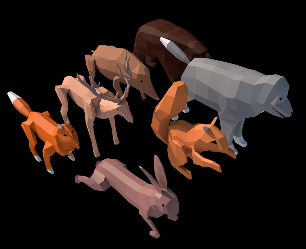 7个低面多边形动物模型 ANIMALS PACK LowPoly - C4D之家 - Bear.jpg