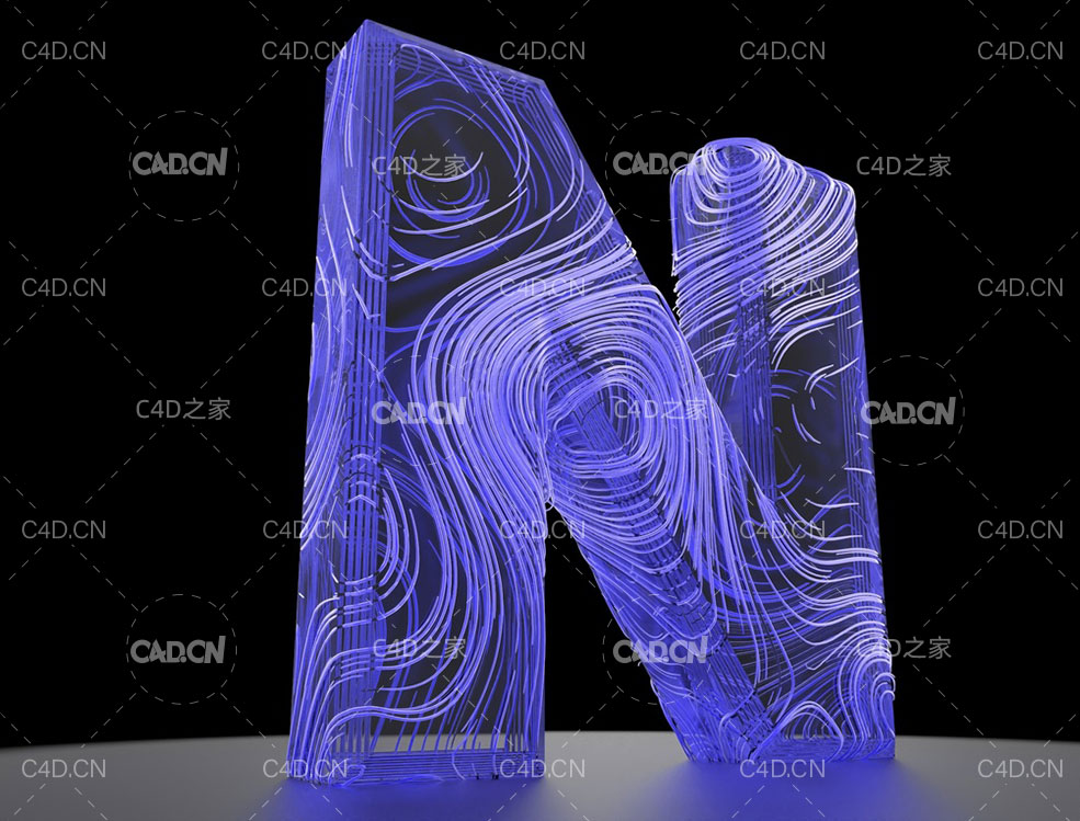 C4D酷炫的流线包裹的文字动画工程 - C4D之家 - scene_20file.jpg