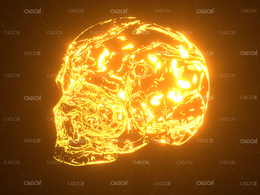 发光的骷髅头C4D模型 Glowing Skull