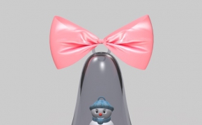 带蝴蝶结的雪人铃铛C4D模型 3D model of the bell