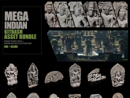 印度佛像神庙3D模型 Artstation – Mega Indian Kitbash Asset Bundle – Indian Temple Architecture Pack + Indian Deities sculpture Bundle