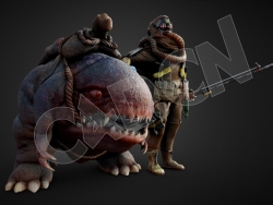 曼达洛人与怪物C4D模型 mandalorian creature