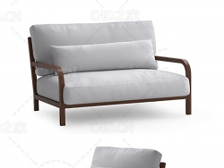 实木布艺双人沙发椅单人沙发椅C4D模型 sofa 3d model