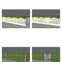 木栅栏、公园花池围栏C4D模型 Wooden fence 3D model