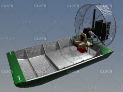 C4D大力风力汽艇船铁皮船模型