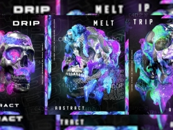 C4D+PS创建骷髅头创意海报教程 Create an Abstract Dripping Skull Poster