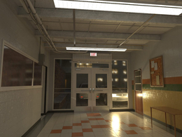 C4D Arnold旧学校走廊场景模型 Old School Hallway Scene