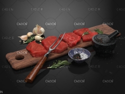 胡椒牛排食品C4D模型 steak 3d model