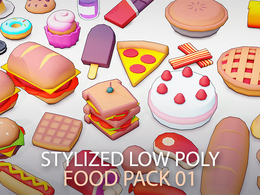 38个卡通低面动漫快餐美食模型Stylized Low Poly Food Pack 01