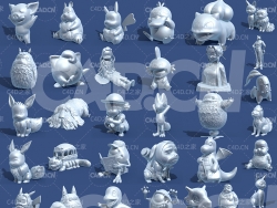 40个动漫卡通角色宠物小精灵动物人物3D打印模型(C4D/STL)