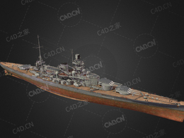 德国海军沙恩霍斯特级战列巡洋舰C4D模型下载Scharnhorst 3d model