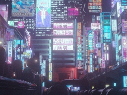 日本城市楼房赛博朋克广告牌场景3D模型 Cyberpunk Street Signs 3D model