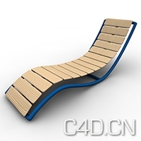 C4D躺椅模型 木椅 Deck chair