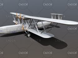 C4D卡通大型双翼飞机螺旋桨飞机模型 HANDLEY PAGE HP 42