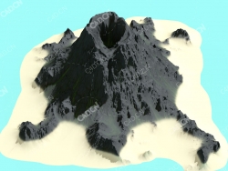 火山岛活火山死火山火山坑C4D模型Volcano Island