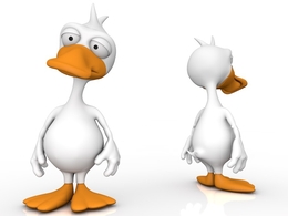 白色卡通鸭子C4D模型 Duck 3d model