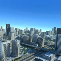 大型城市模型3D模型（MAX/3个）city big cityscape highways max