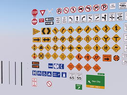 106个街道交通标志3D模型Street Traffic Signs 3D Models