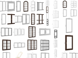 50个现代窗户塑钢窗实木窗模型