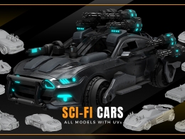 10辆科幻汽车白模Sci Fi Cars All models with uvs