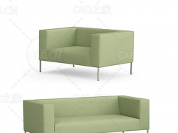 浅线色简约沙发客厅双人沙发单人沙发C4D模型 sofa 3d model