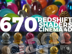 670组C4D Redshift渲染器材质预设金属钢铁布料木纹砖670 Redshift Shaders Cinema 4D