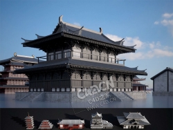 25个日本风格的古建筑C4D模型 Kitbash3D-Edo Japan