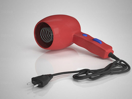 红色家用吹头发用的吹风机电器模型hair drier