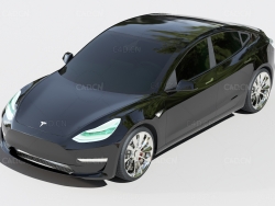 特斯拉model3纯电动汽车C4D模型Tesla