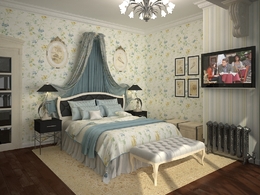 C4D室内模型渲染：地中海风格卧室渲染 bedroom Provans 3d model