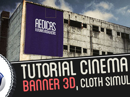 C4D楼顶布料下垂动画工程  Banner 3D Cloth Simulation