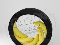 圆环香蕉水果C4D模型 Bananas circular bowl