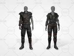 穿皮革衣服的男女人物模型 Leather Armour 3D model