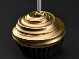 金色纸杯蛋糕动画C4D Arnold模型 CupCake - Motion Graphics