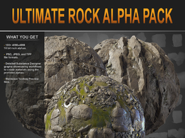 100个石头材质贴图素材Artstation – Ultimate Rock Alpha Pack