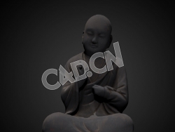 C4D和尚铸铁雕塑塑像模型 10th C BCE Chinese monk